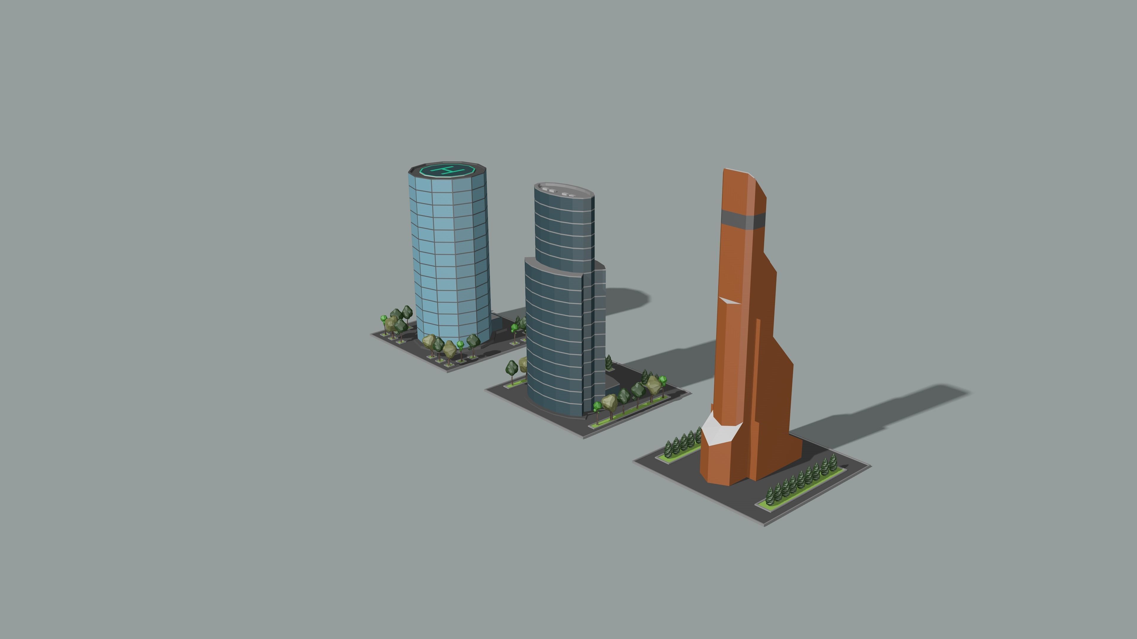 Cartoon low-Poly metropolis Low-poly 3D model_12