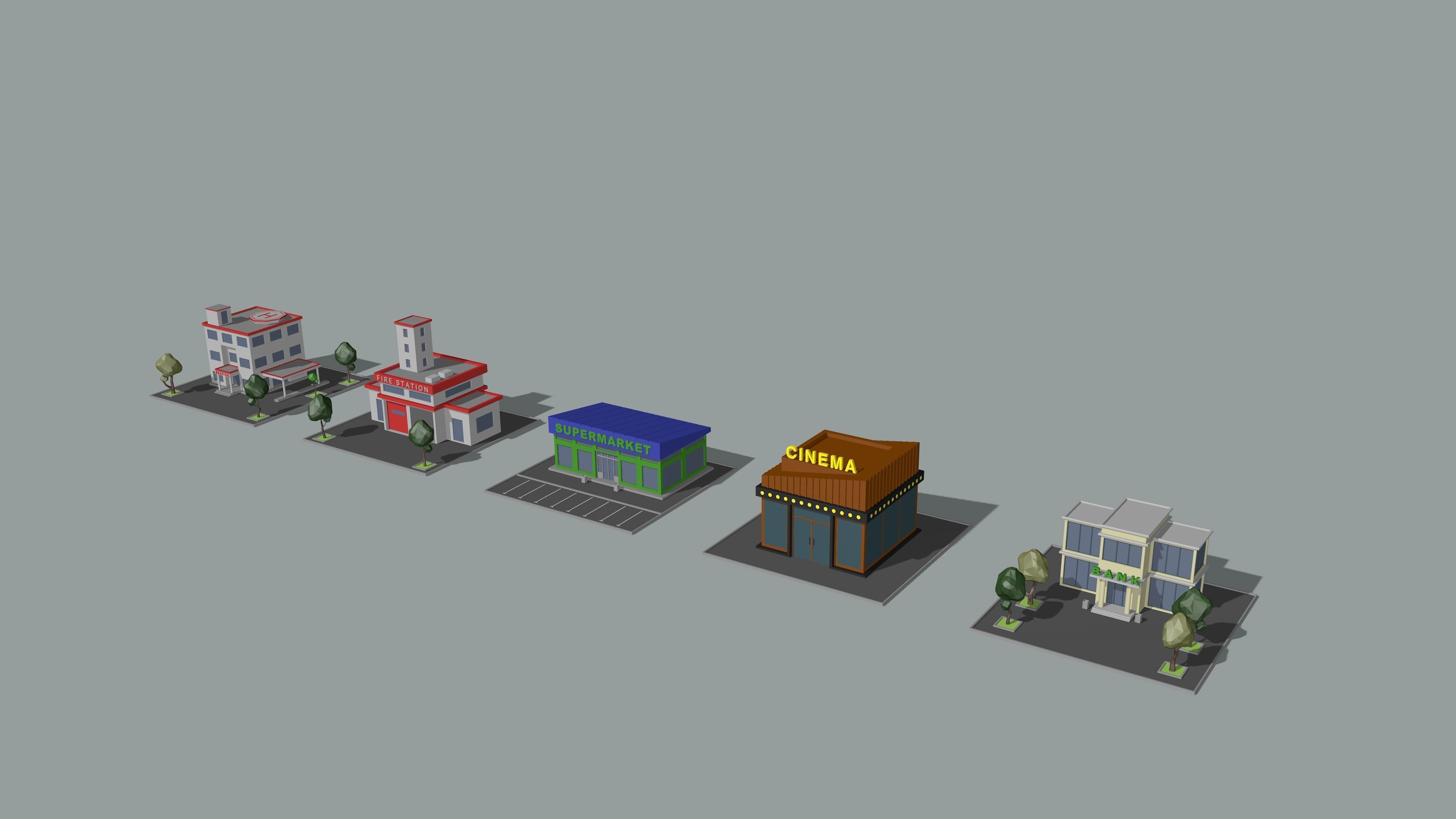 Cartoon low-Poly metropolis Low-poly 3D model_28