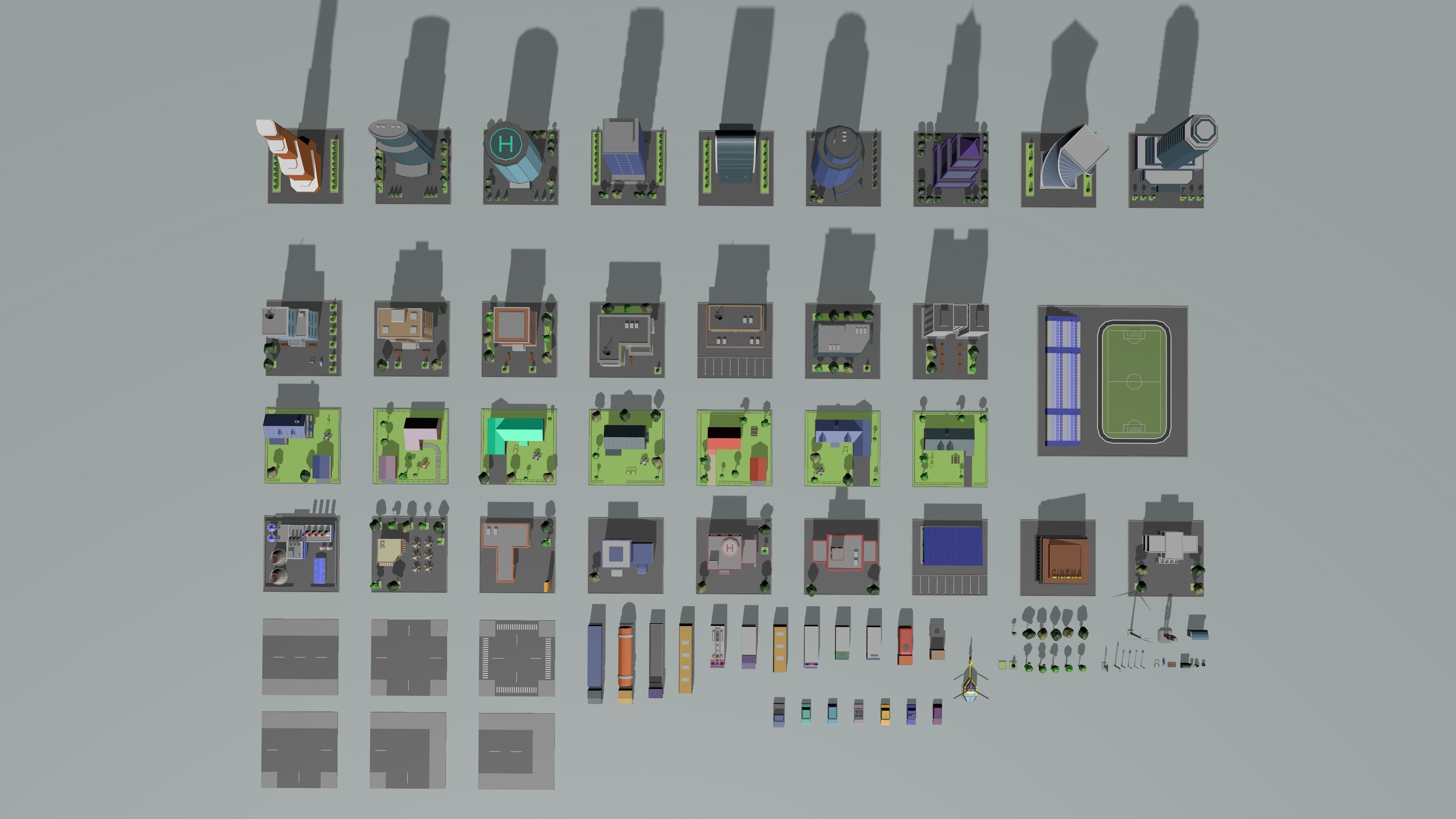 Cartoon low-Poly metropolis Low-poly 3D model_10