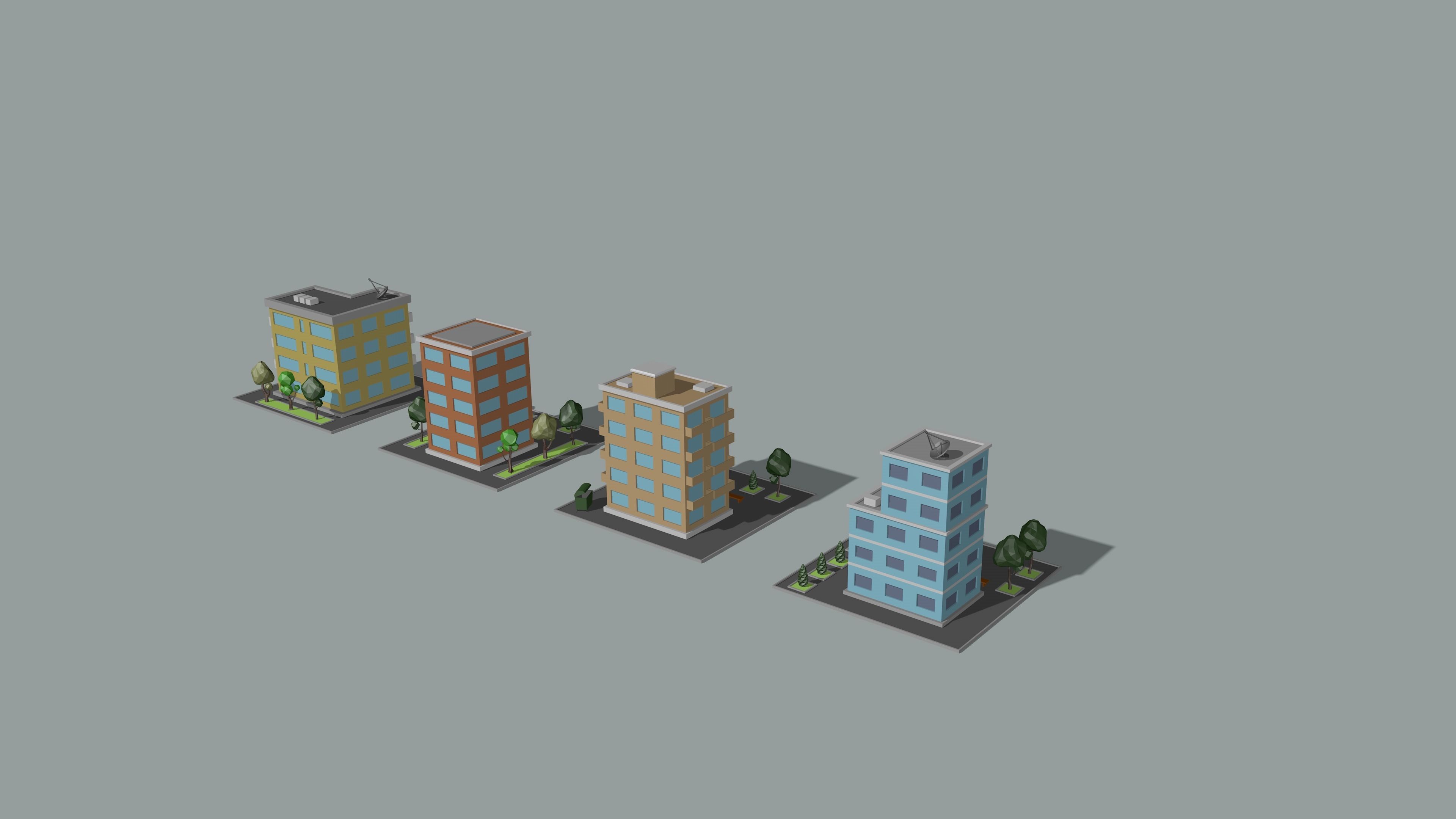 Cartoon low-Poly metropolis Low-poly 3D model_18