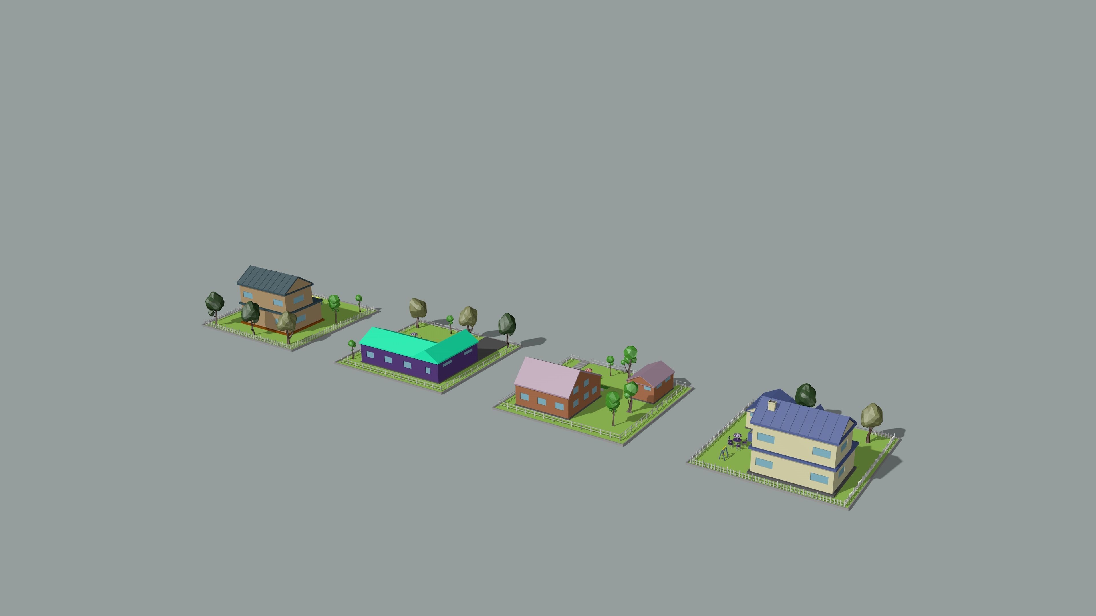 Cartoon low-Poly metropolis Low-poly 3D model_22