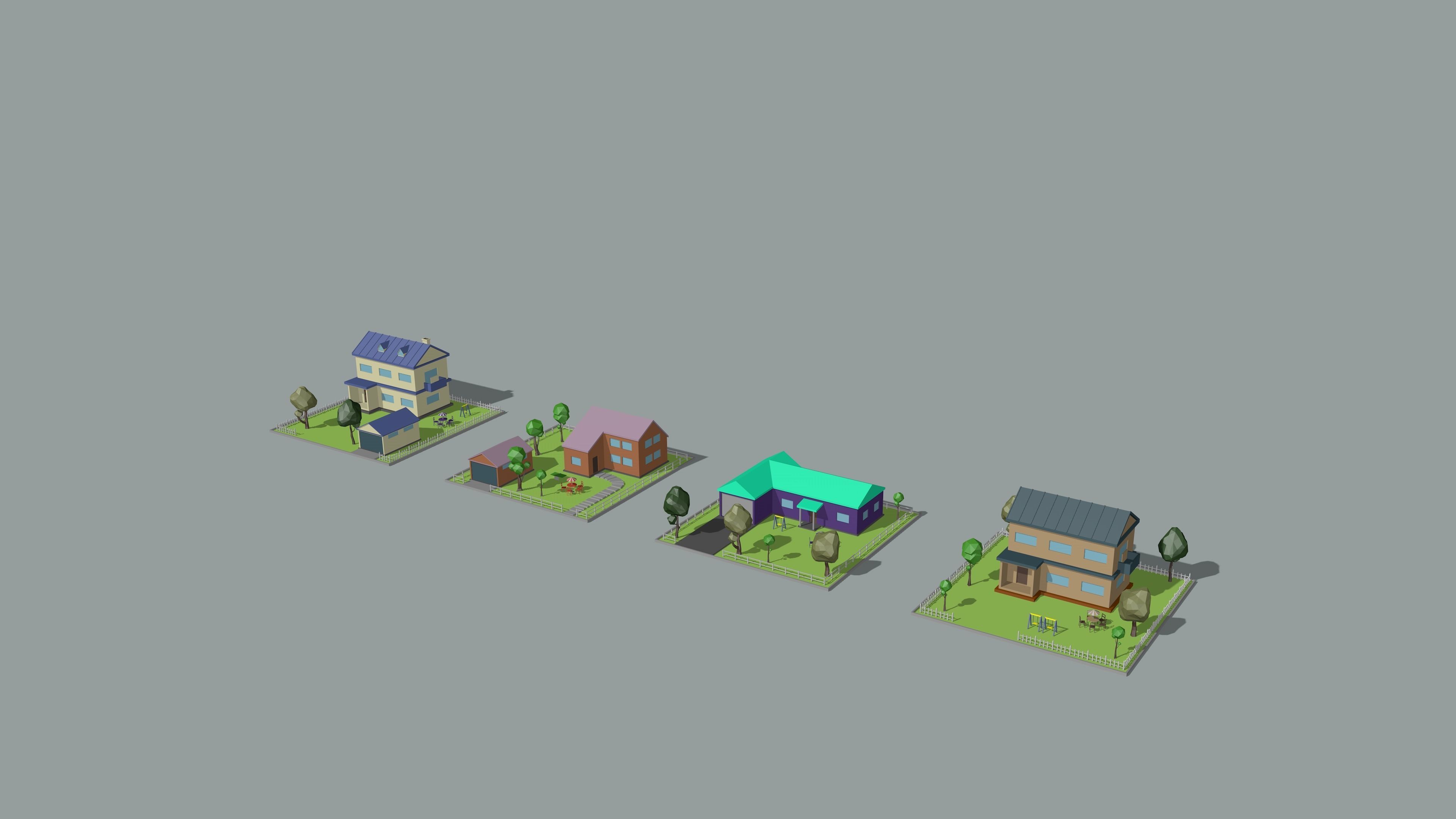 Cartoon low-Poly metropolis Low-poly 3D model_21