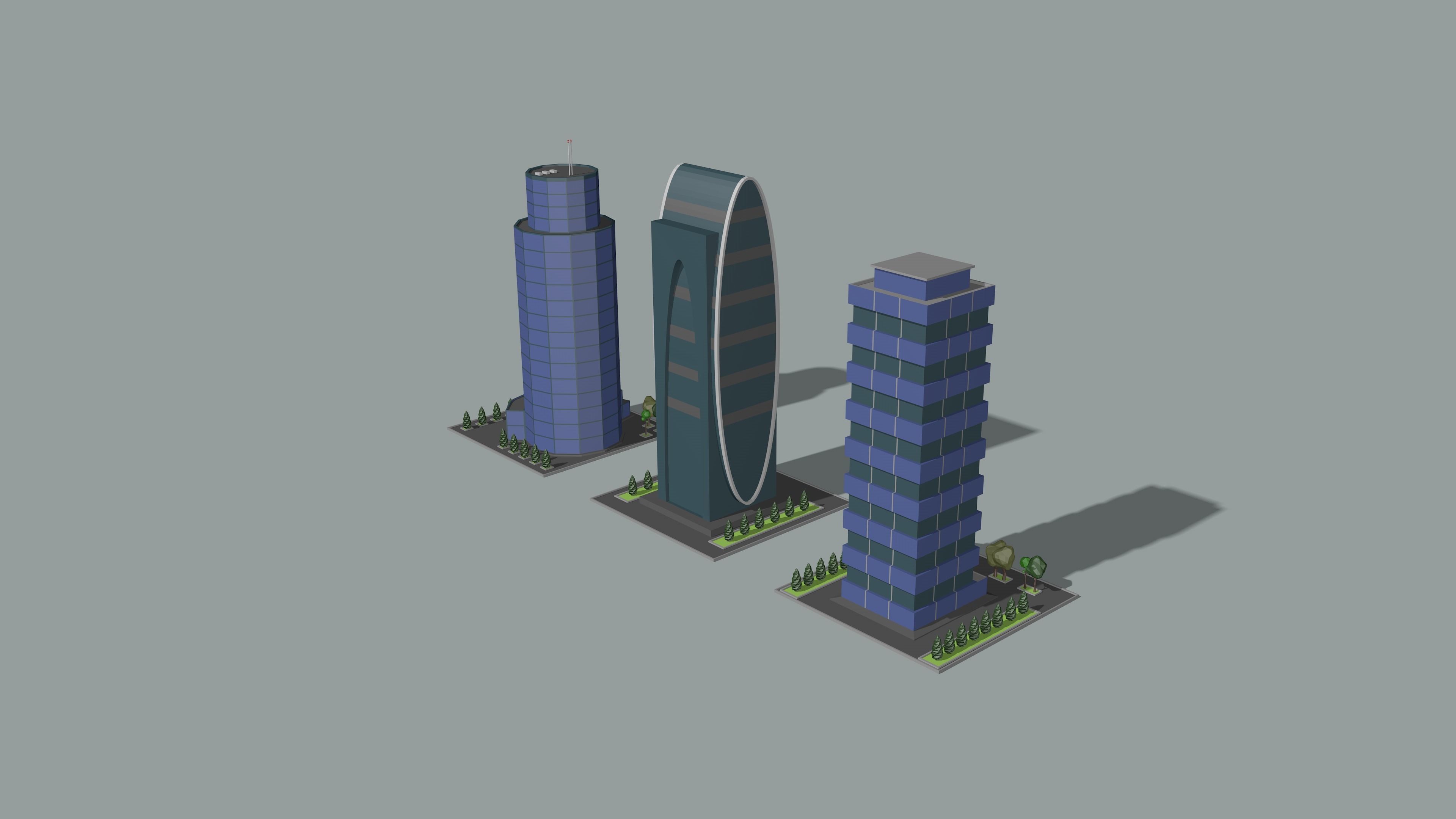 Cartoon low-Poly metropolis Low-poly 3D model_14