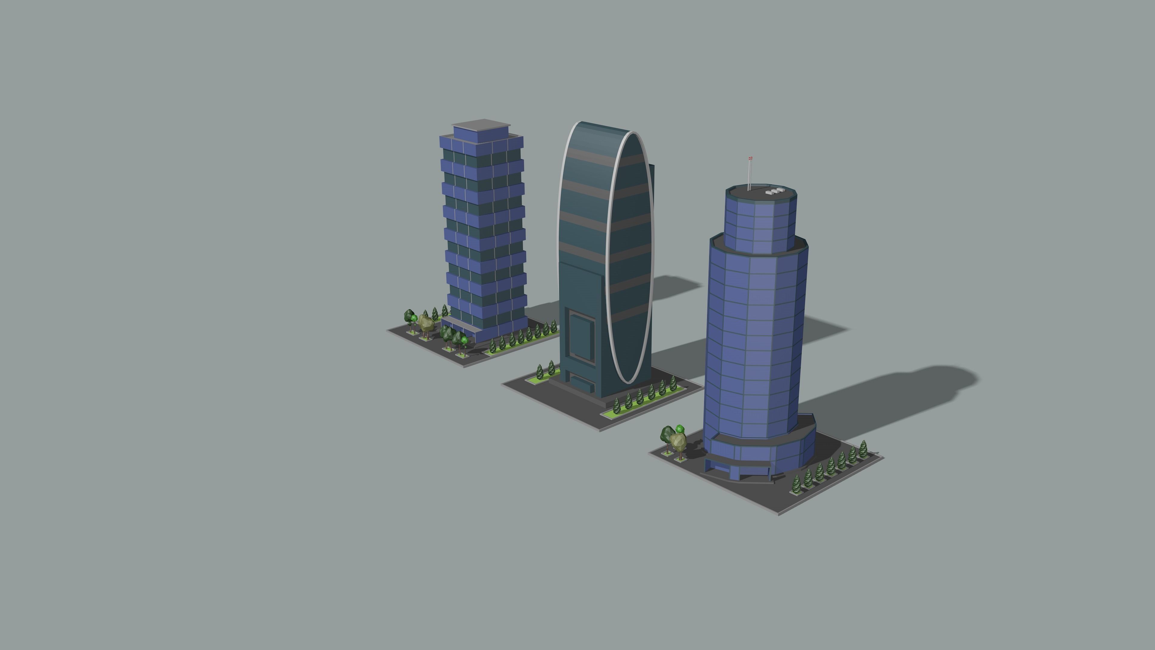 Cartoon low-Poly metropolis Low-poly 3D model_13