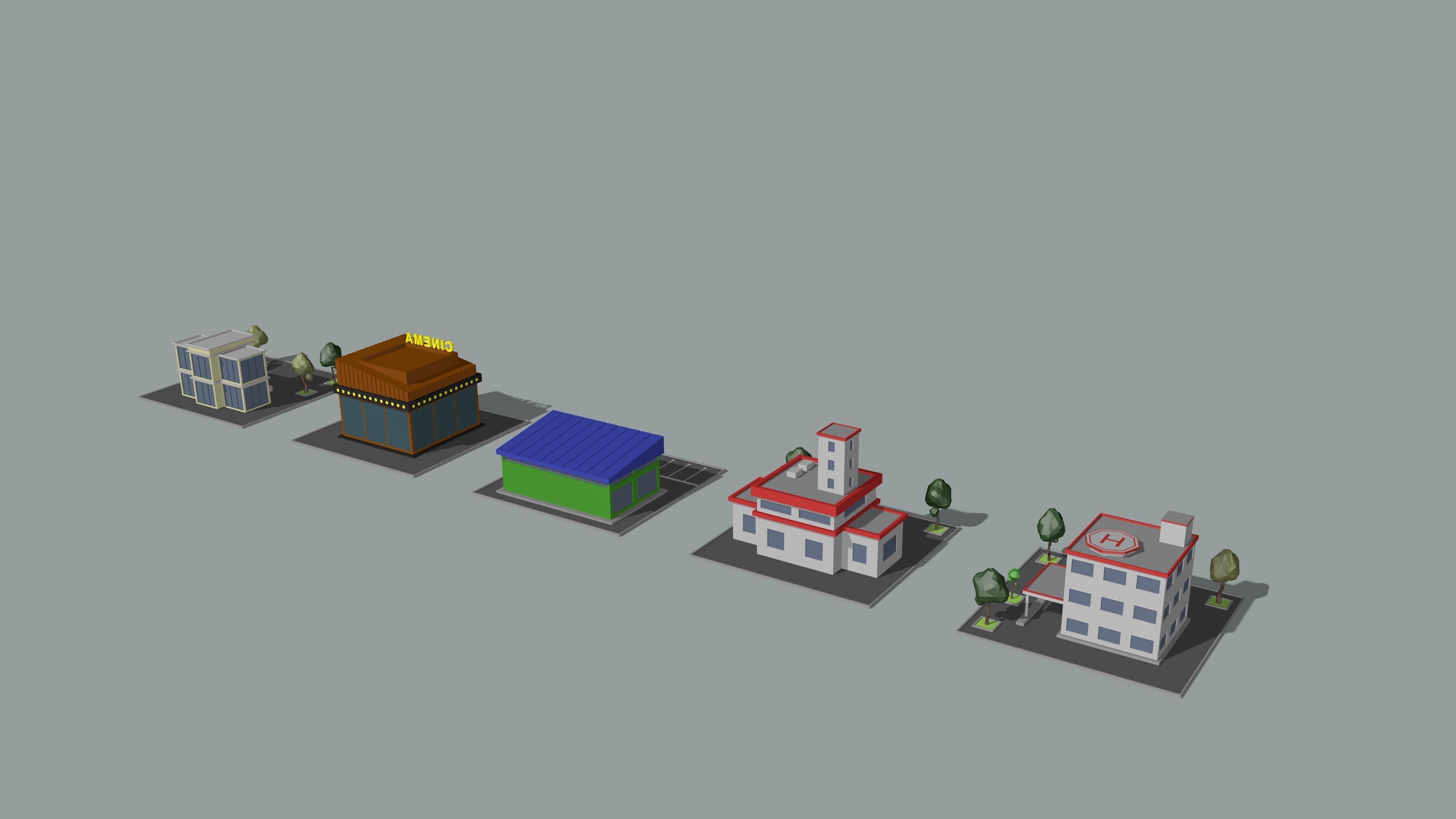 Cartoon low-Poly metropolis Low-poly 3D model_29