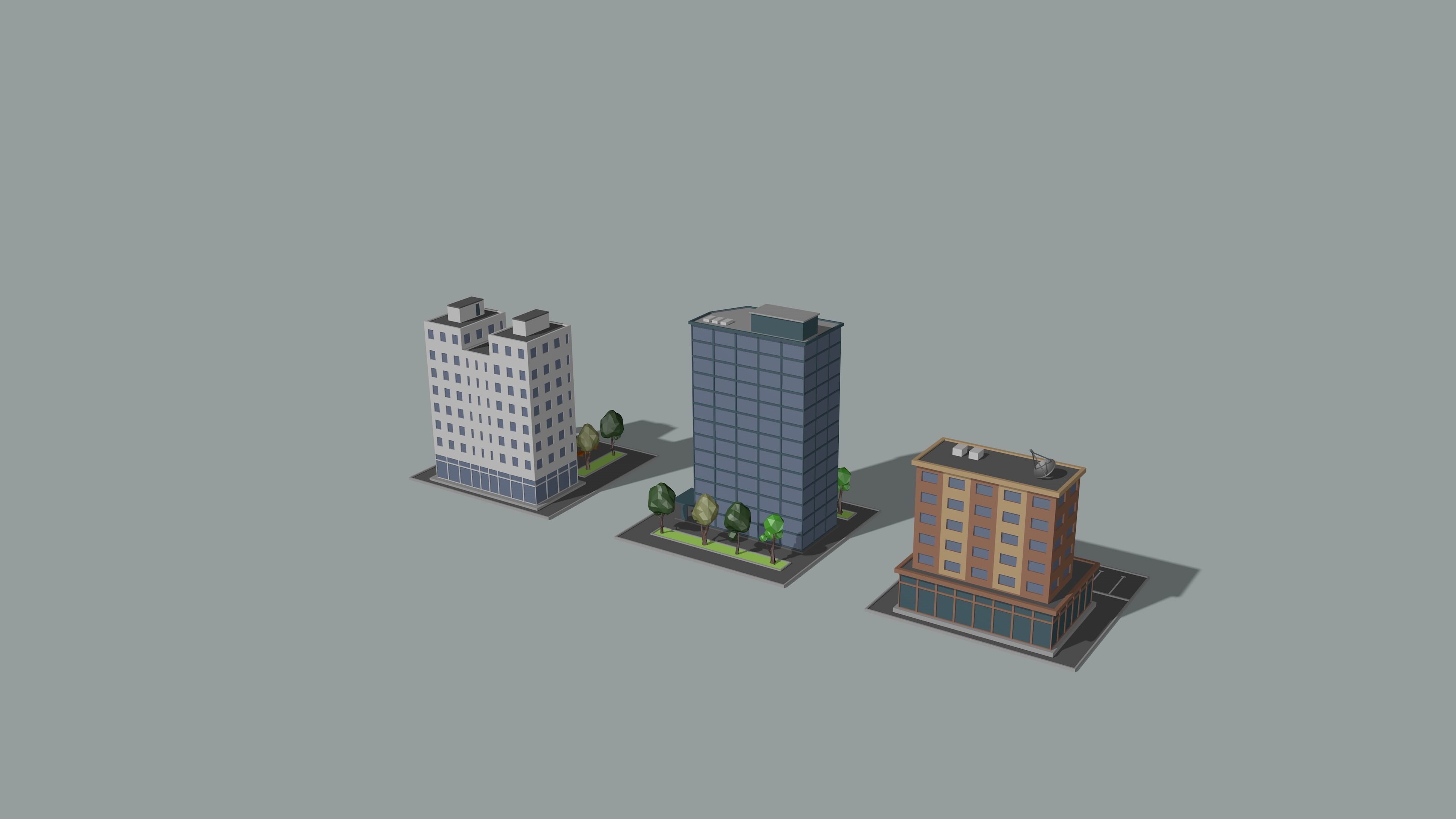 Cartoon low-Poly metropolis Low-poly 3D model_20