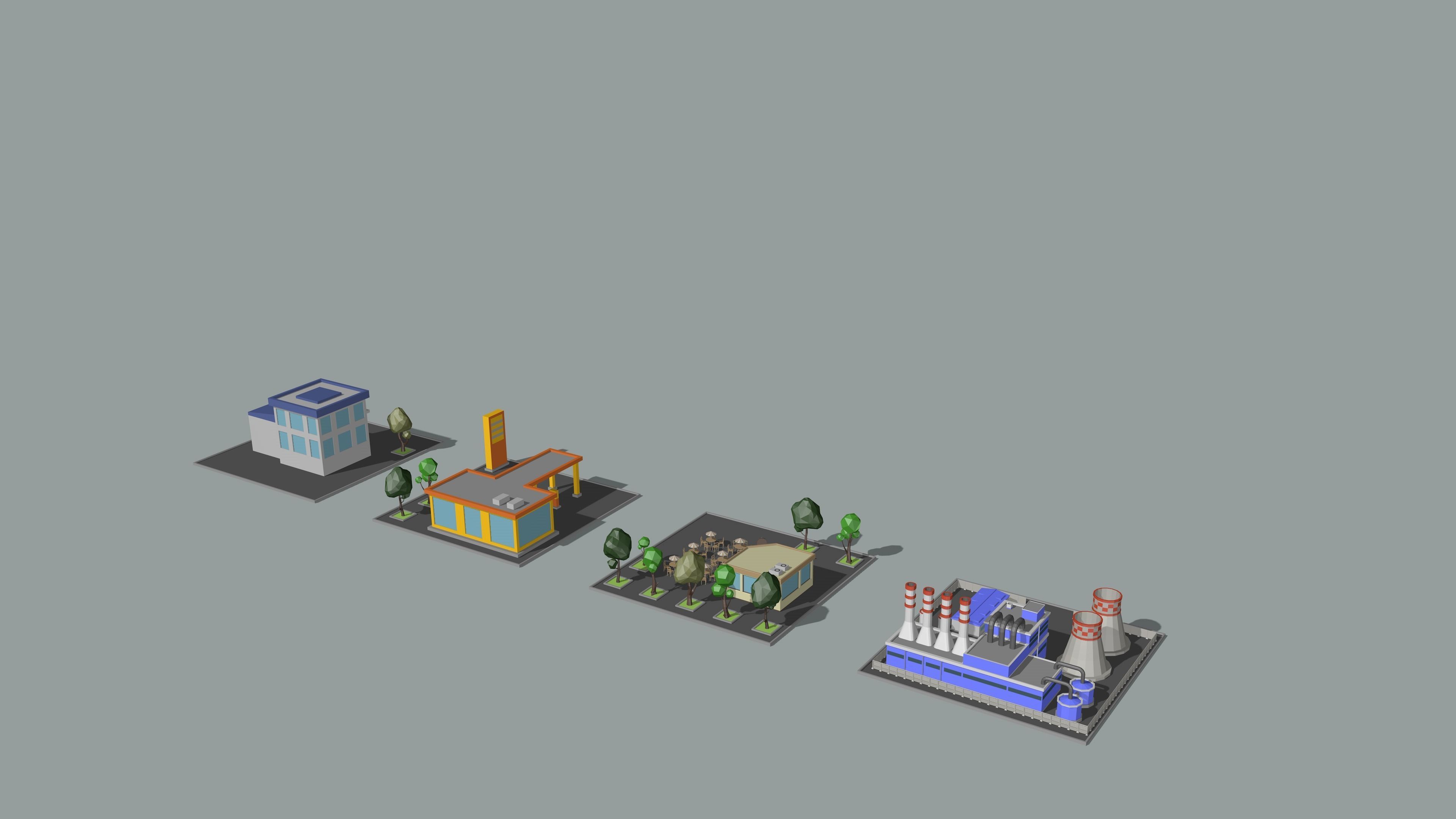 Cartoon low-Poly metropolis Low-poly 3D model_27