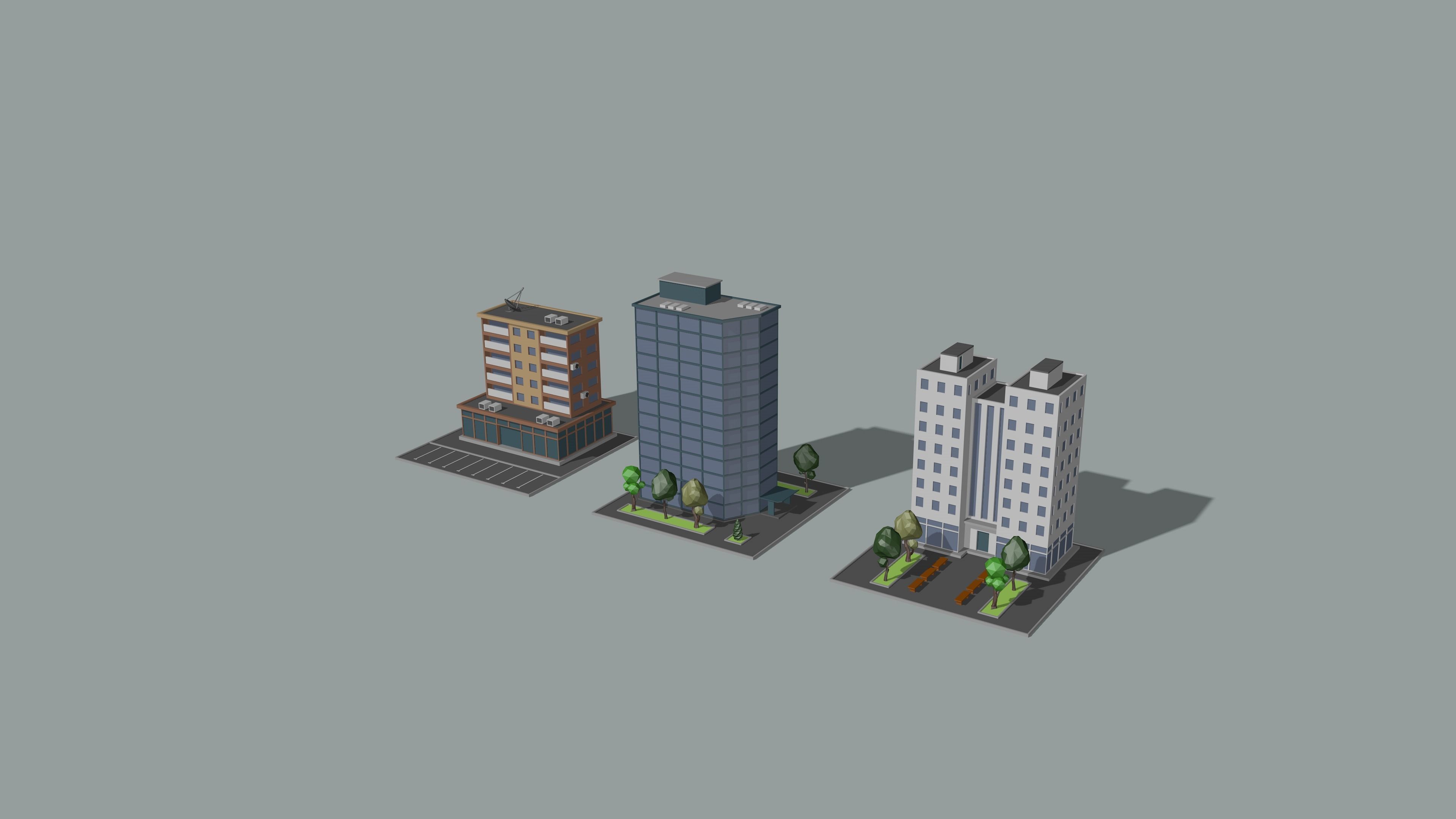 Cartoon low-Poly metropolis Low-poly 3D model_19