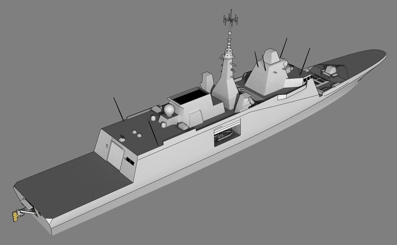 FFG Aquitaine FREMM class Low-poly 3D model_2
