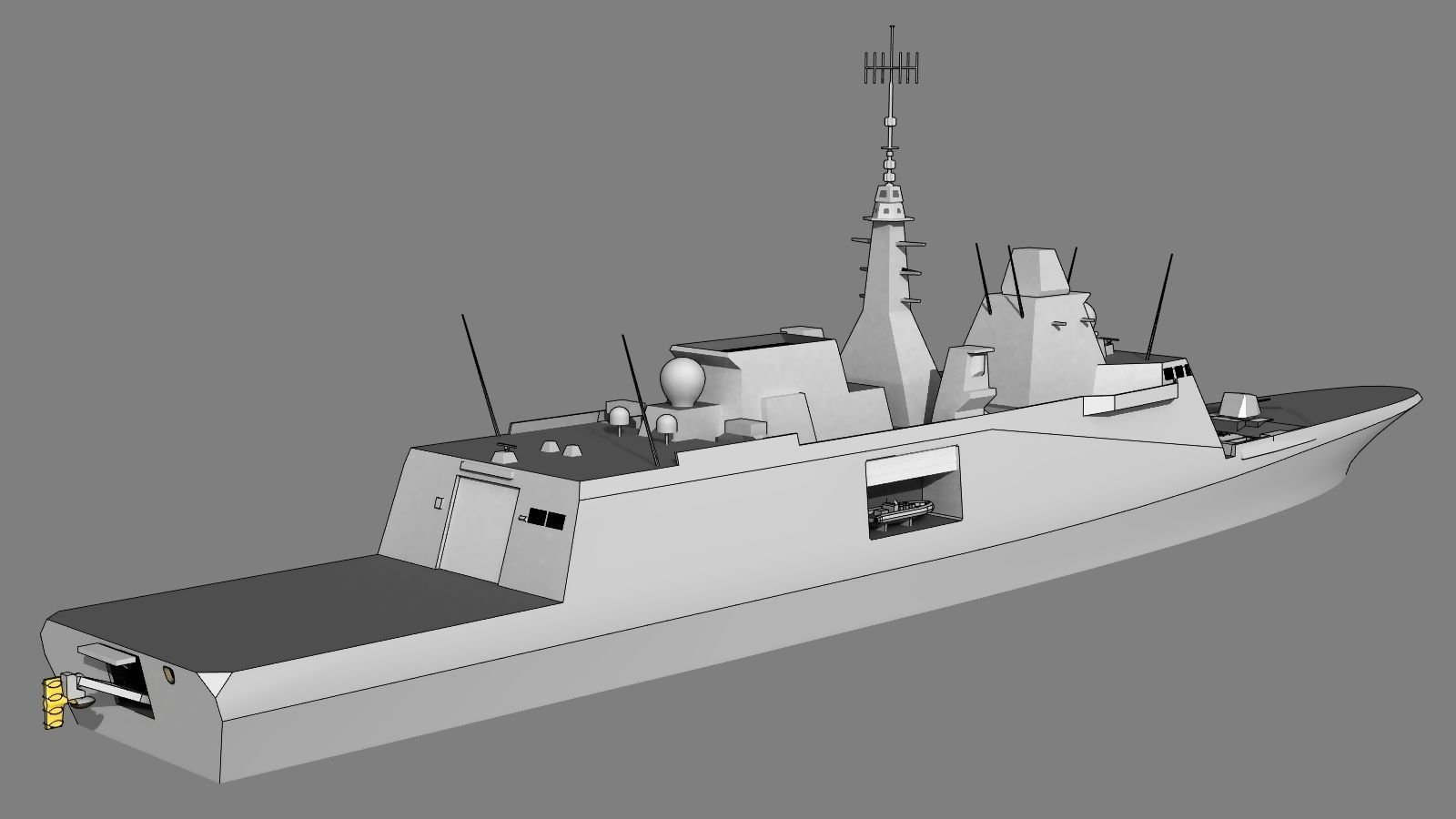 FFG Aquitaine FREMM class Low-poly 3D model_1