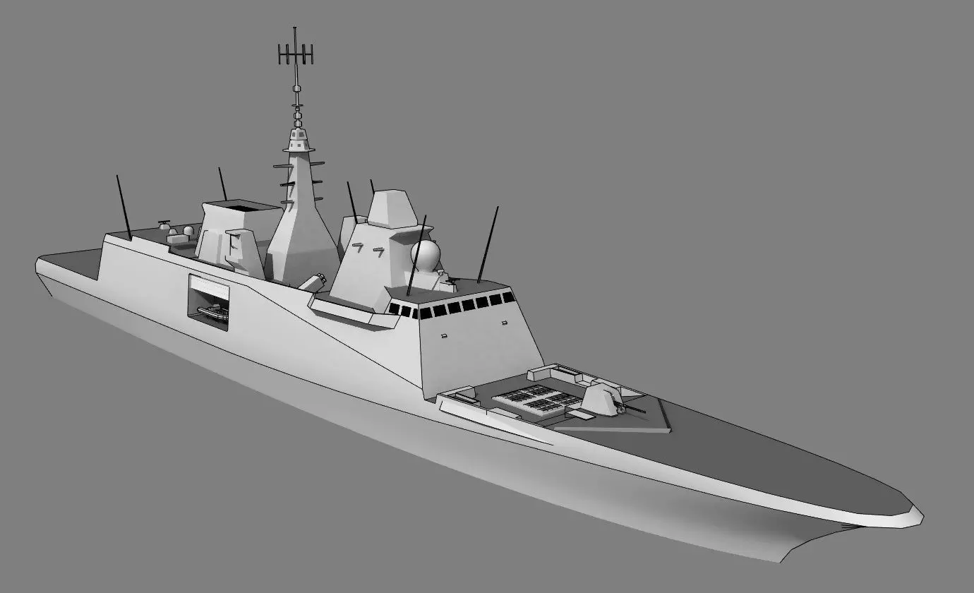 FFG Aquitaine FREMM class Low-poly 3D model_0