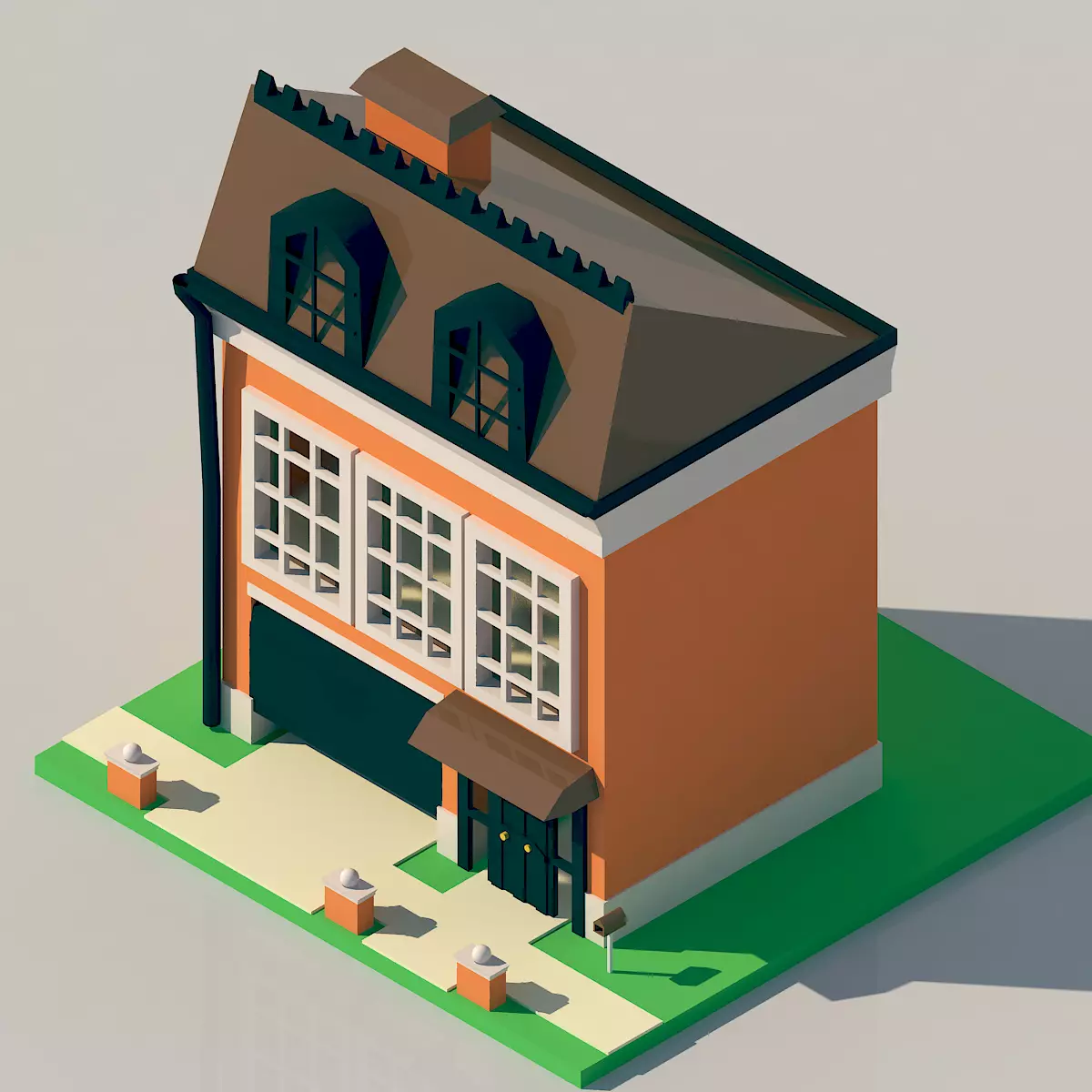 House Low-poly 3D model Low-poly 3D model_0
