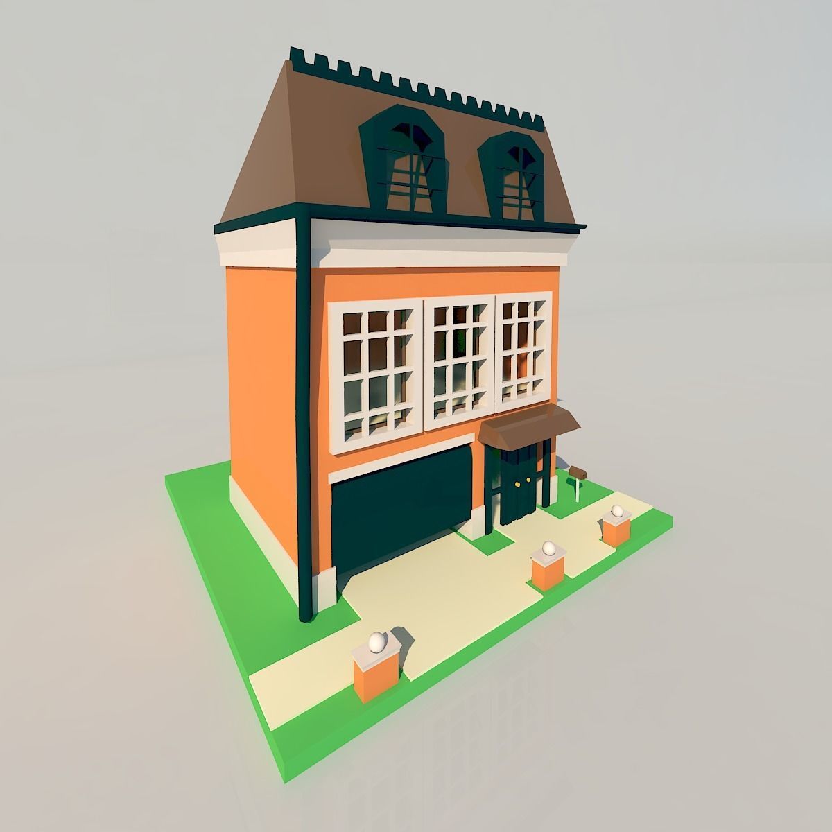 House Low-poly 3D model Low-poly 3D model_6