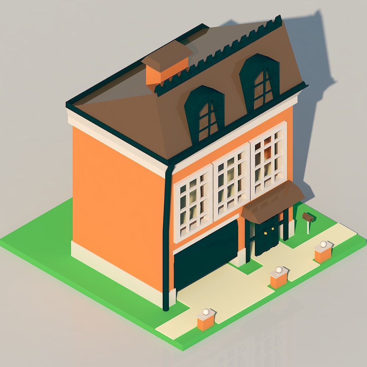 House Low-poly 3D model Low-poly 3D model_1