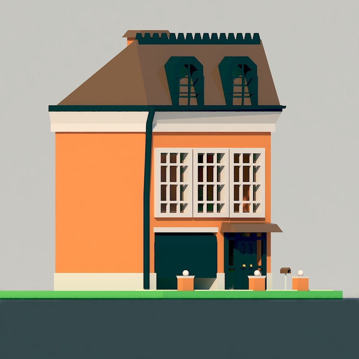 House Low-poly 3D model Low-poly 3D model_3