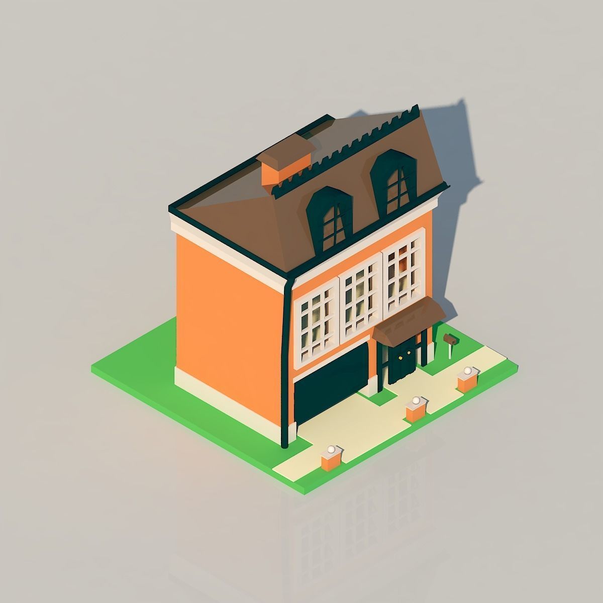House Low-poly 3D model Low-poly 3D model_4