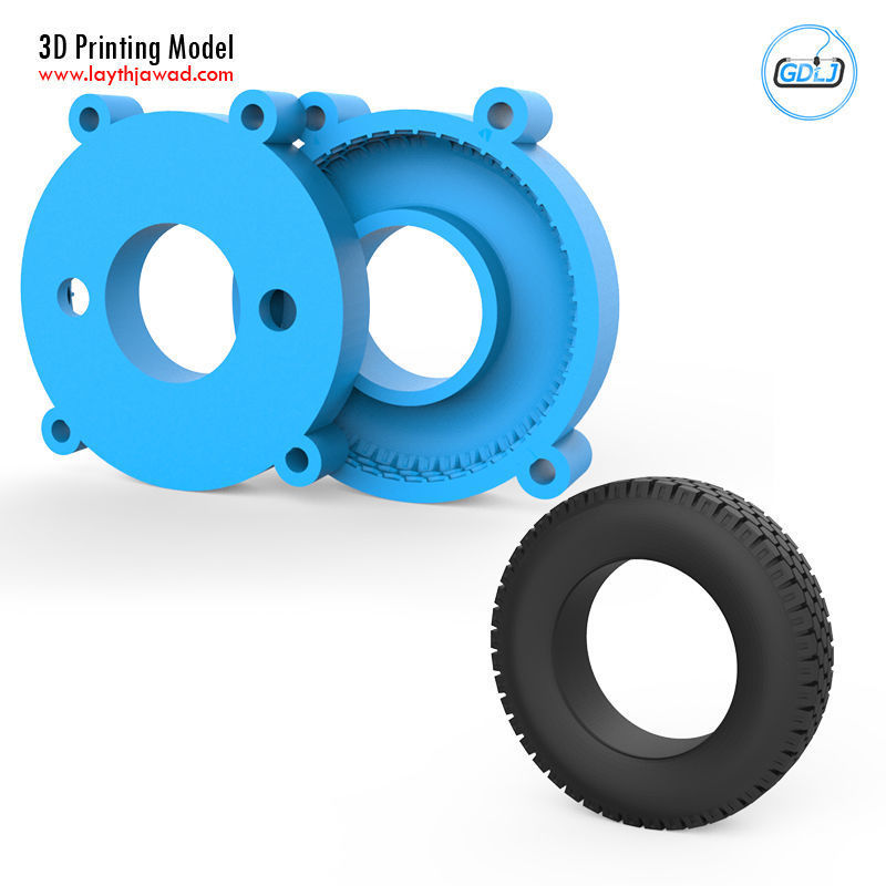 Truck Tire Mold With 3 Wheels 3D print model_1
