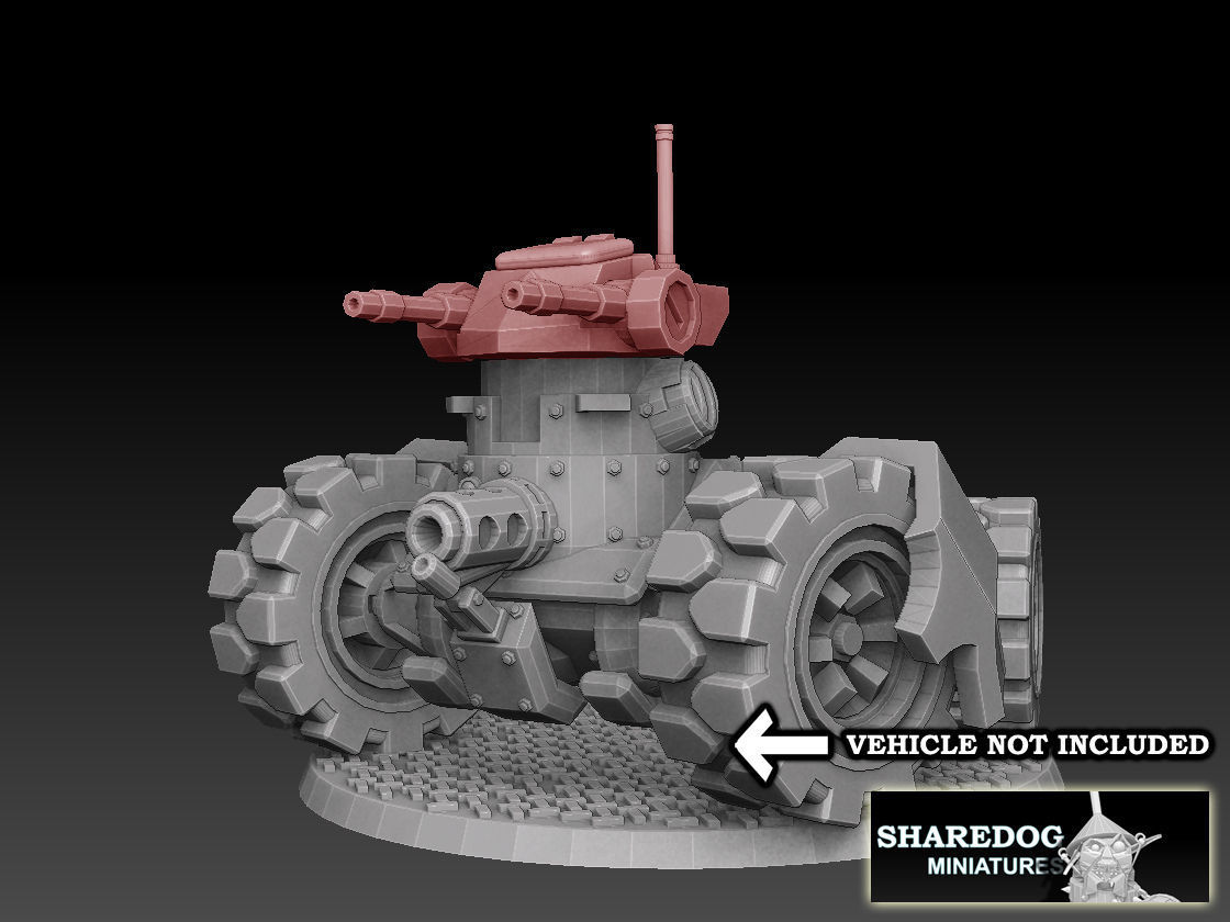 Twin Machinegun Turret 3D print model_1