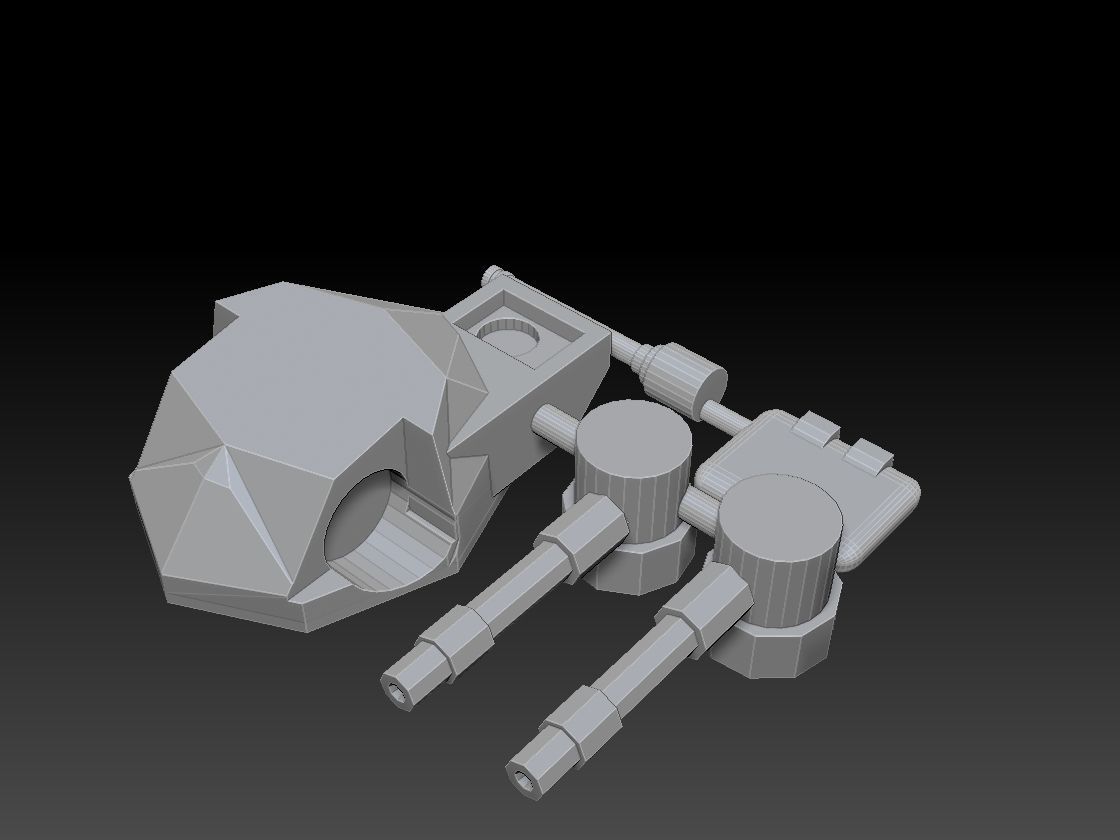 Twin Machinegun Turret 3D print model_2