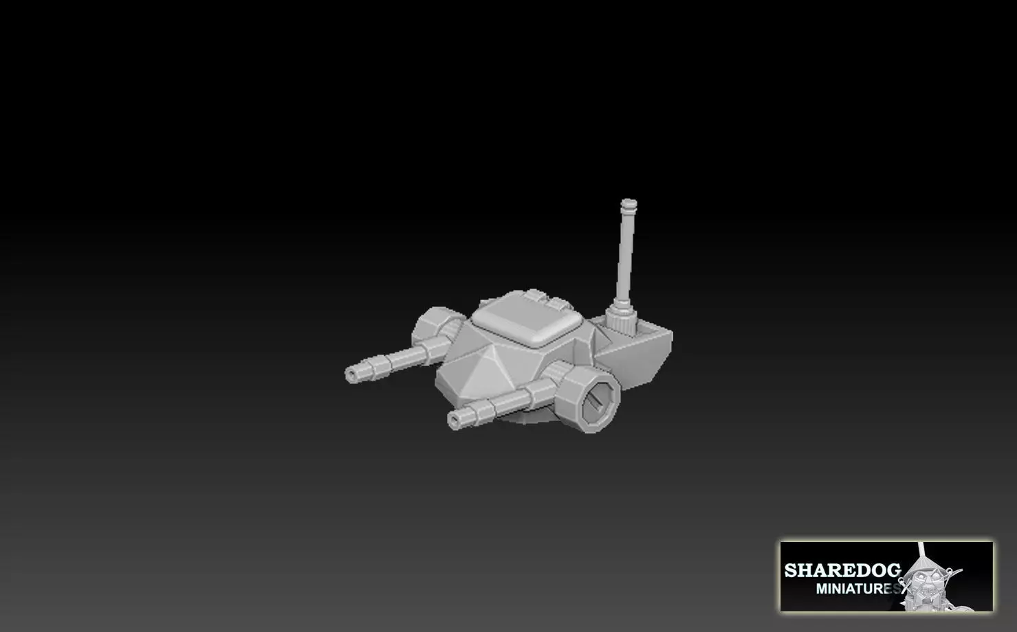 Twin Machinegun Turret 3D print model_0