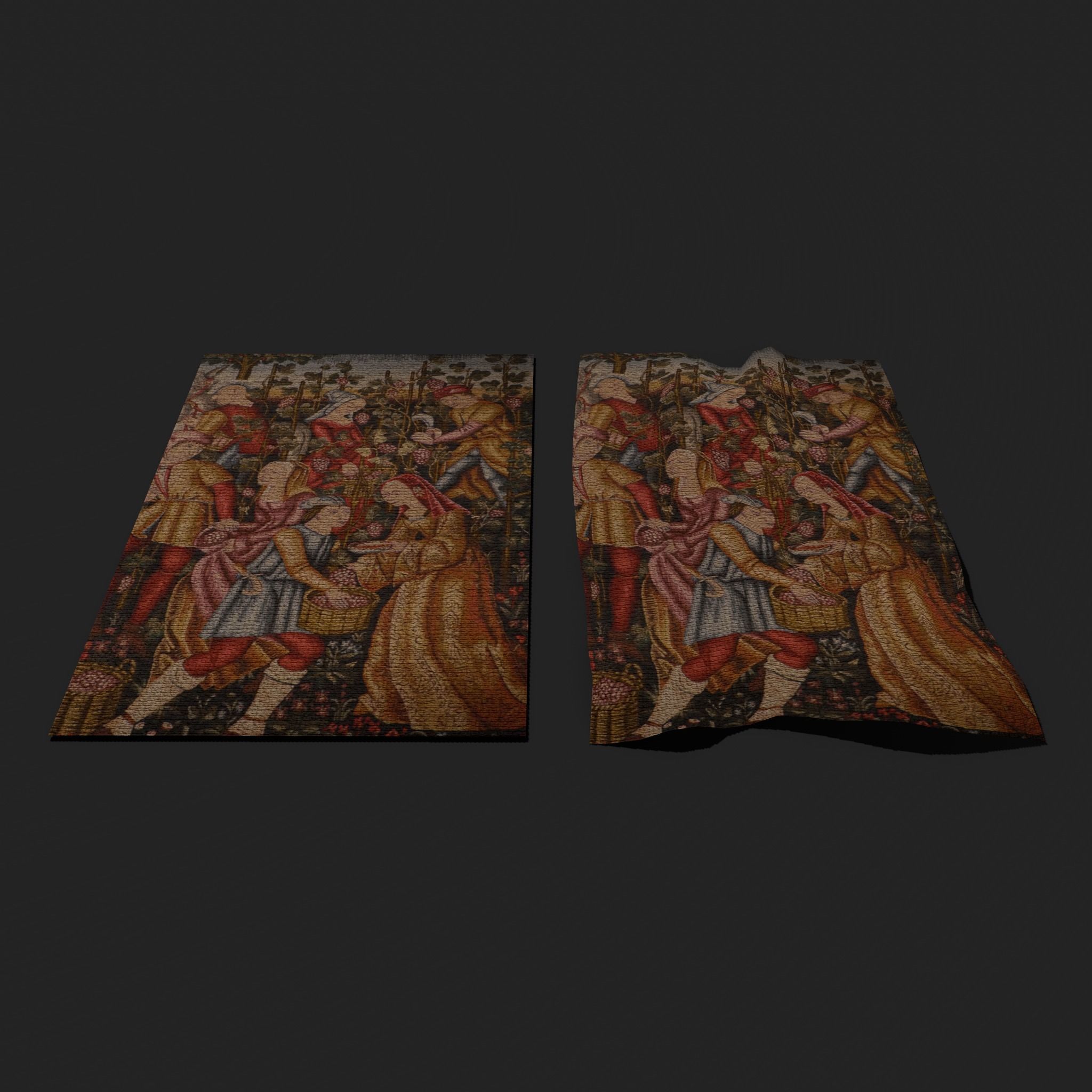 The Grape Harvest Tapestry Low-poly 3D model_4