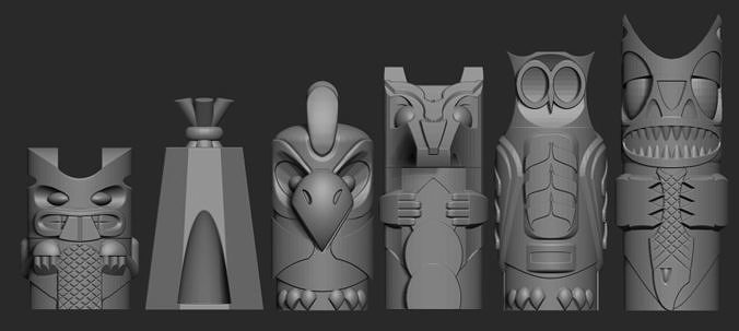 Totem Chess Set 3D print model