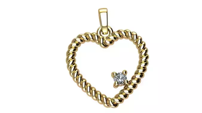 Heart Cable Pendant with Diamonds