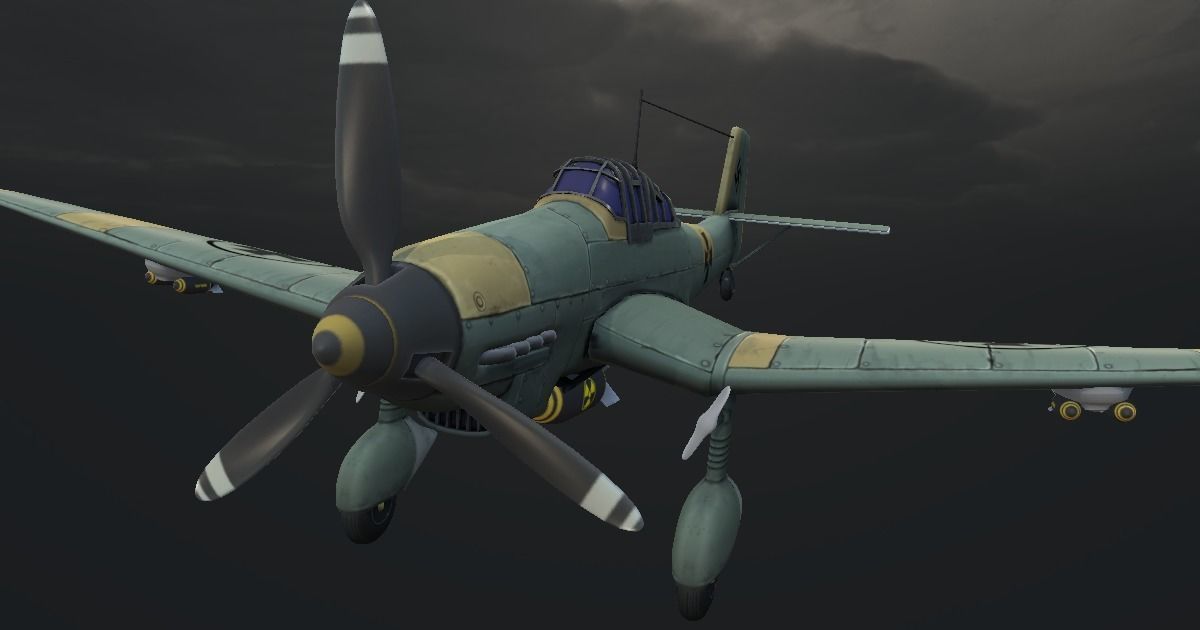 Dive-Bomber Ju 87 Stuka Hand-Painted Low-poly 3D model_7