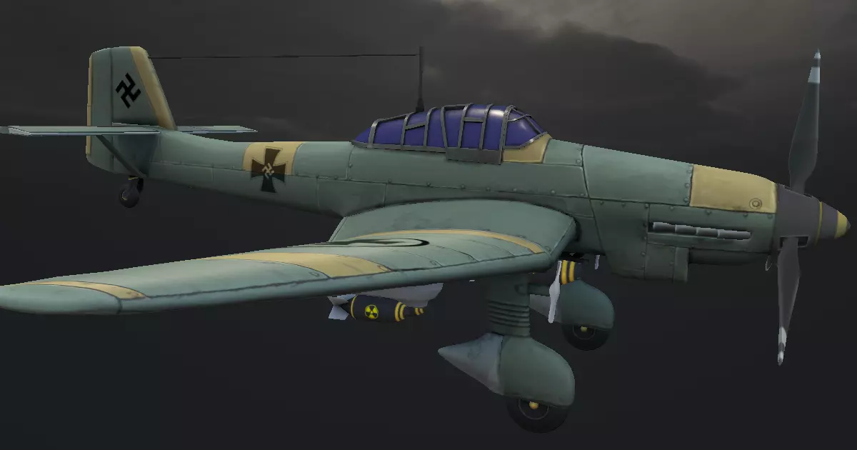 Dive-Bomber Ju 87 Stuka Hand-Painted Low-poly 3D model_0