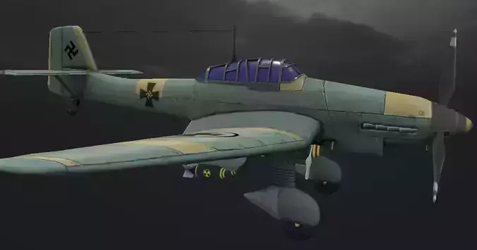 Dive-Bomber Ju 87 Stuka Hand-Painted Low-poly 3D model