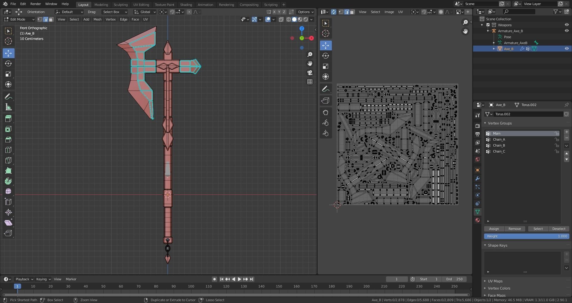 Medieval Axe - One hand - Magic - Weapons Low-poly 3D model_12