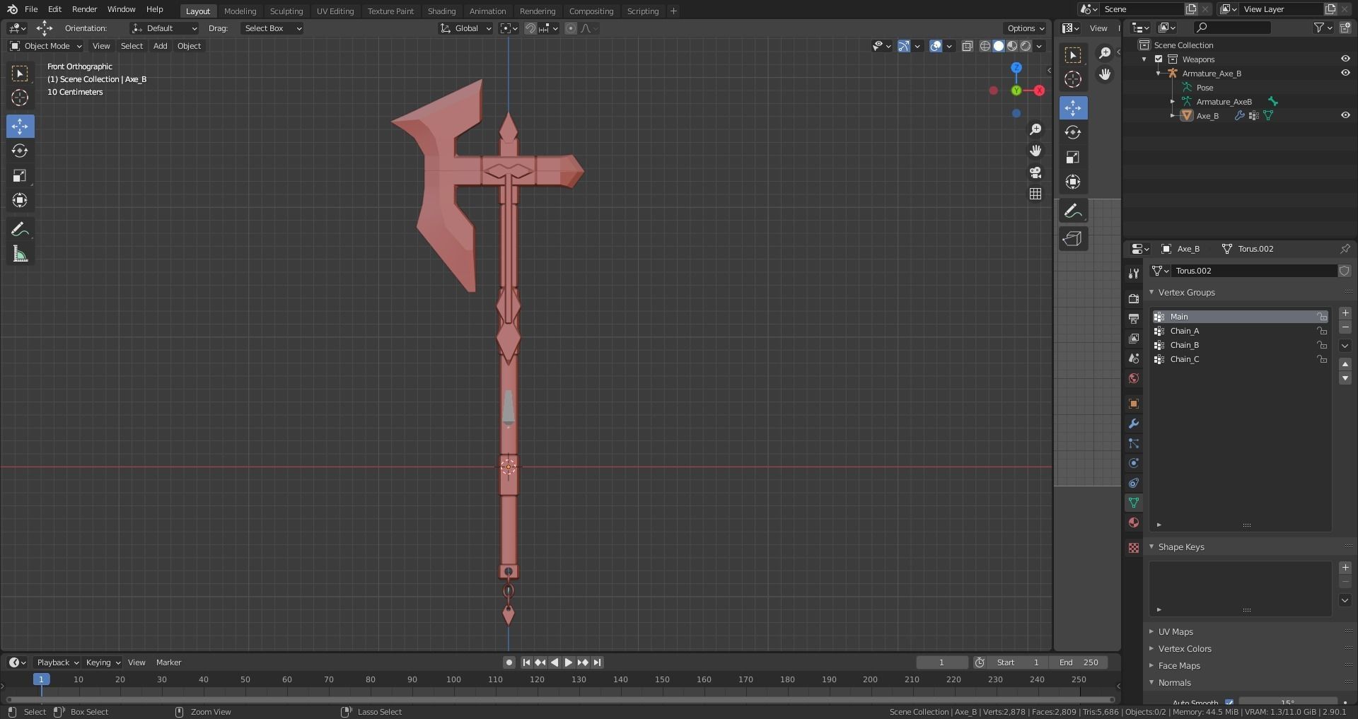 Medieval Axe - One hand - Magic - Weapons Low-poly 3D model_14