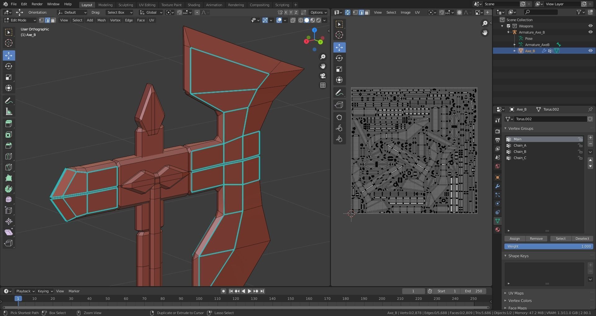 Medieval Axe - One hand - Magic - Weapons Low-poly 3D model_11
