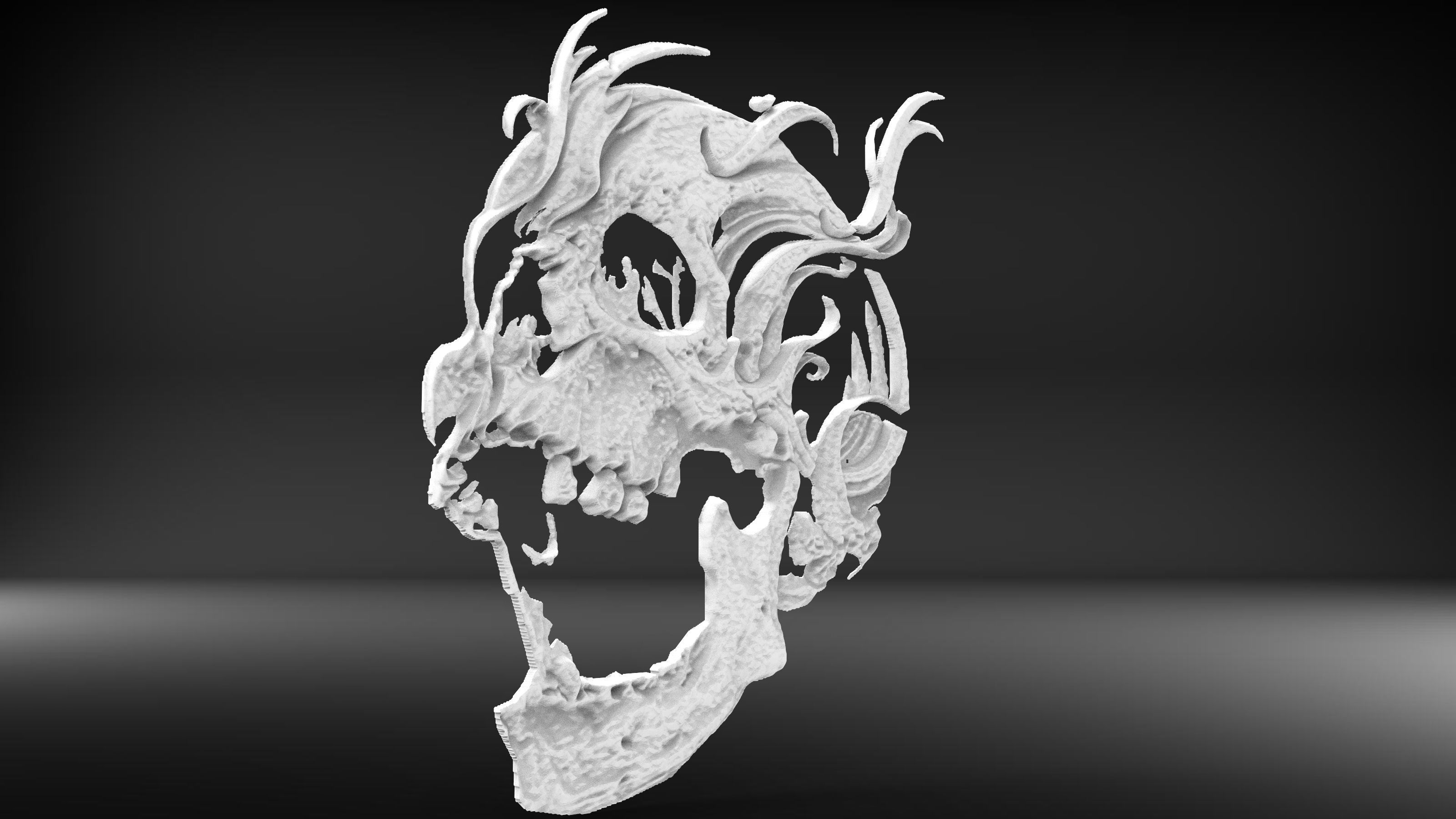 Skull base relief 3D print model 3D print model_2