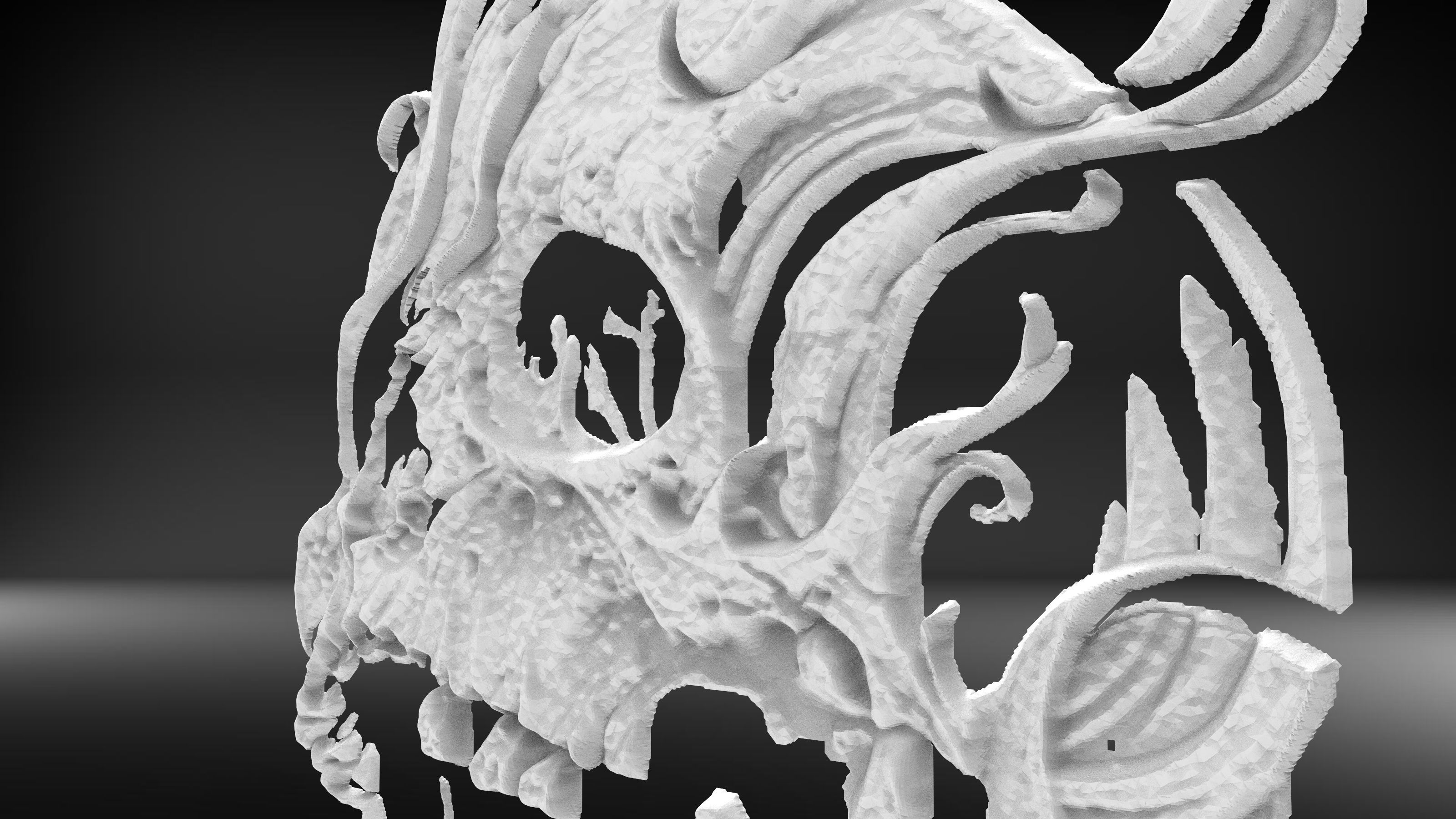 Skull base relief 3D print model 3D print model_3