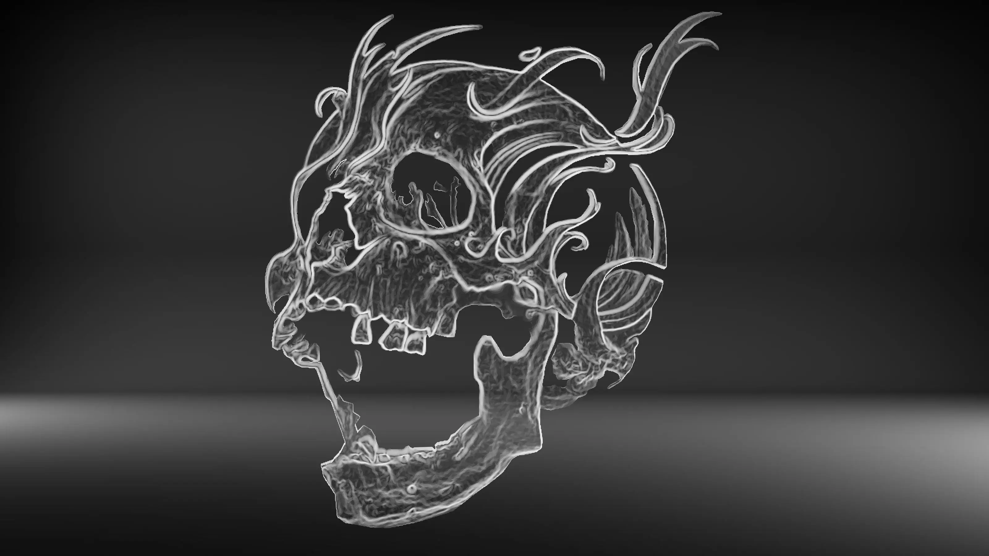 Skull base relief 3D print model 3D print model_0