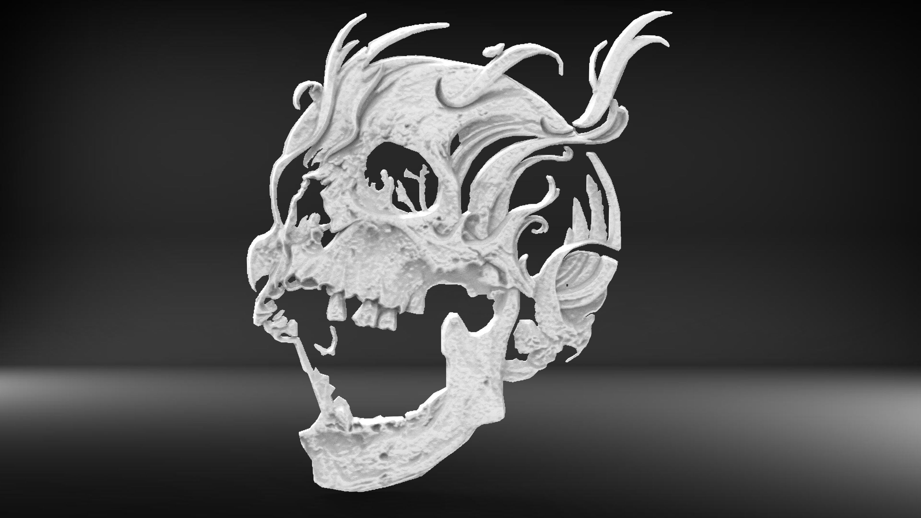 Skull base relief 3D print model 3D print model_1