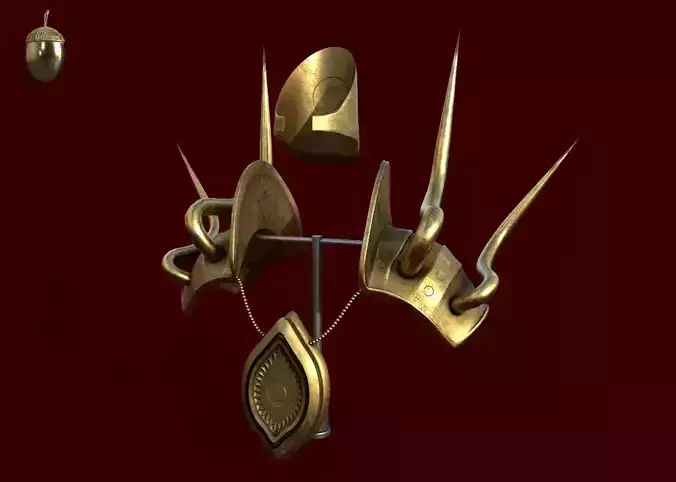 Ancient Golden Armor Display Low-poly 3D model