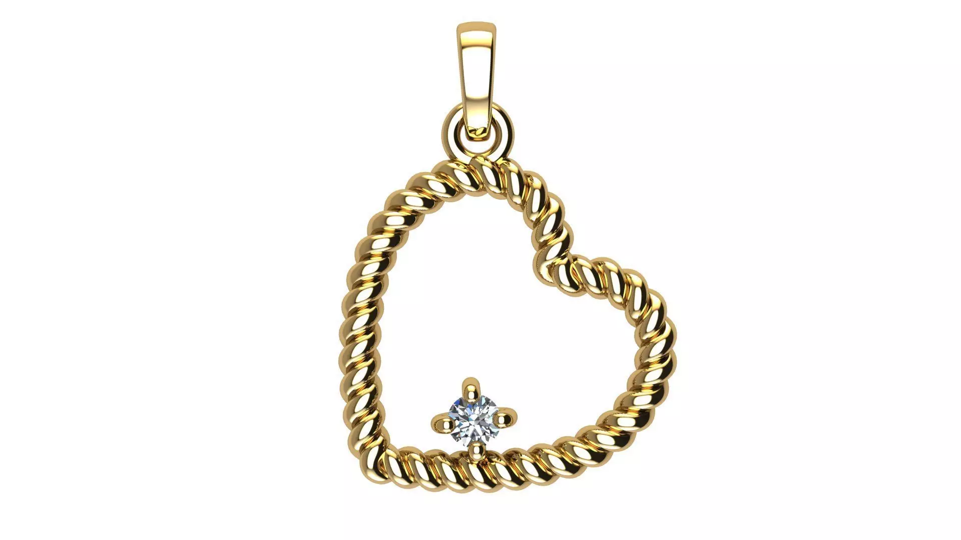 Turned Heart Cable Pendant with Diamonds 3D print model
