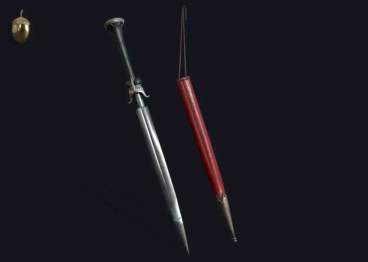 Bollock Dagger Model Low-poly 3D model_0