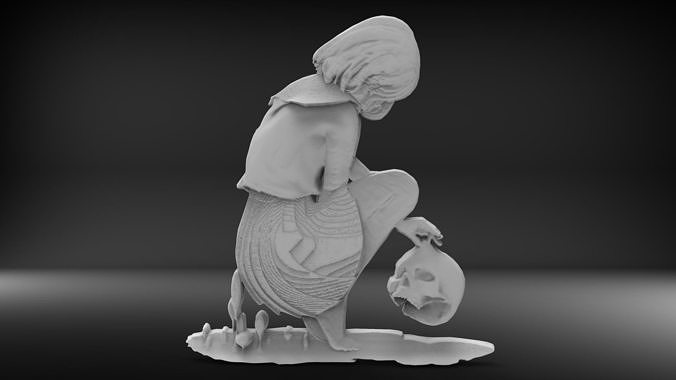 Girl base relief 3D print model 3D print model