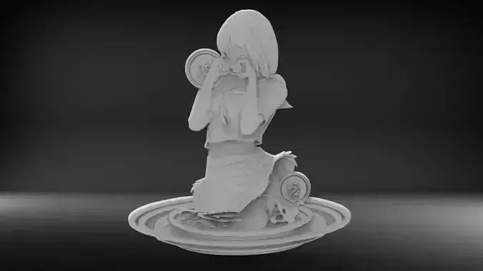 Cute girl base relief 3D print model