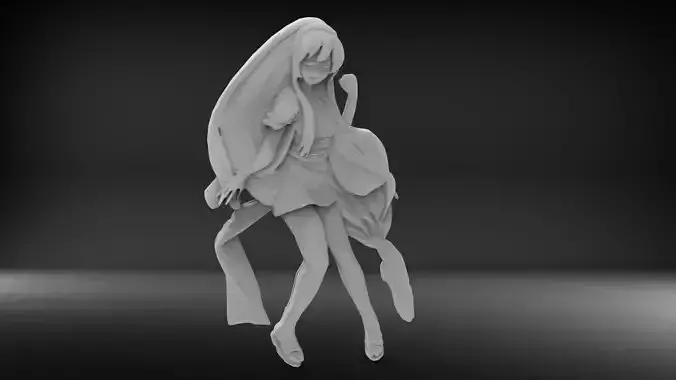Cute girl base relief 3D print model