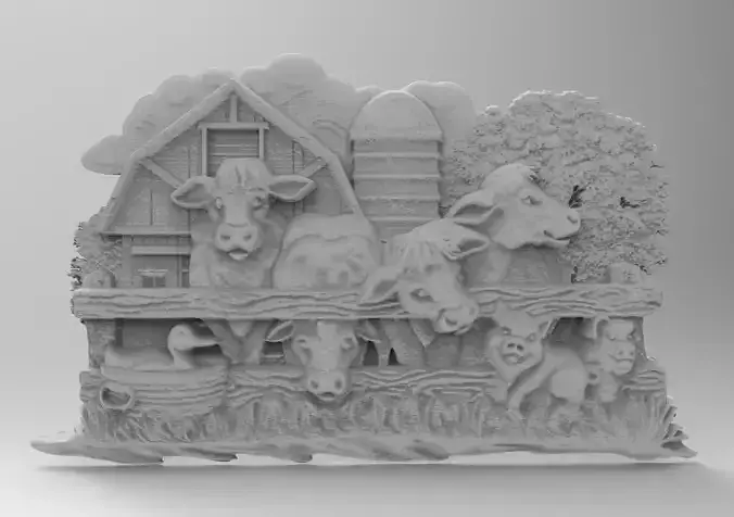 Cow bas relief 3D print model