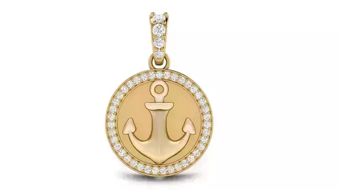 Diamond Anchor Pendant 