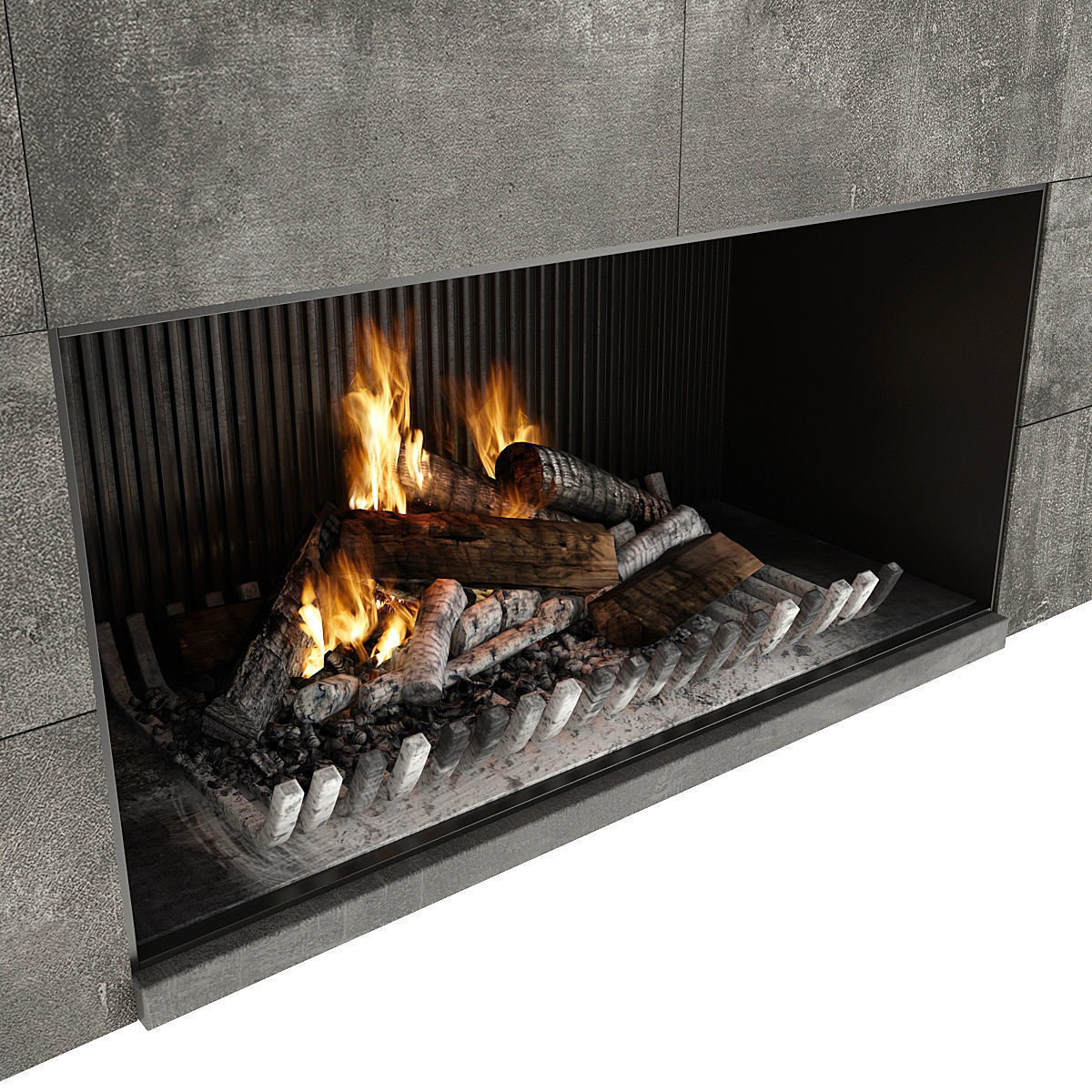 Fireplace modern with logs 3D model_17