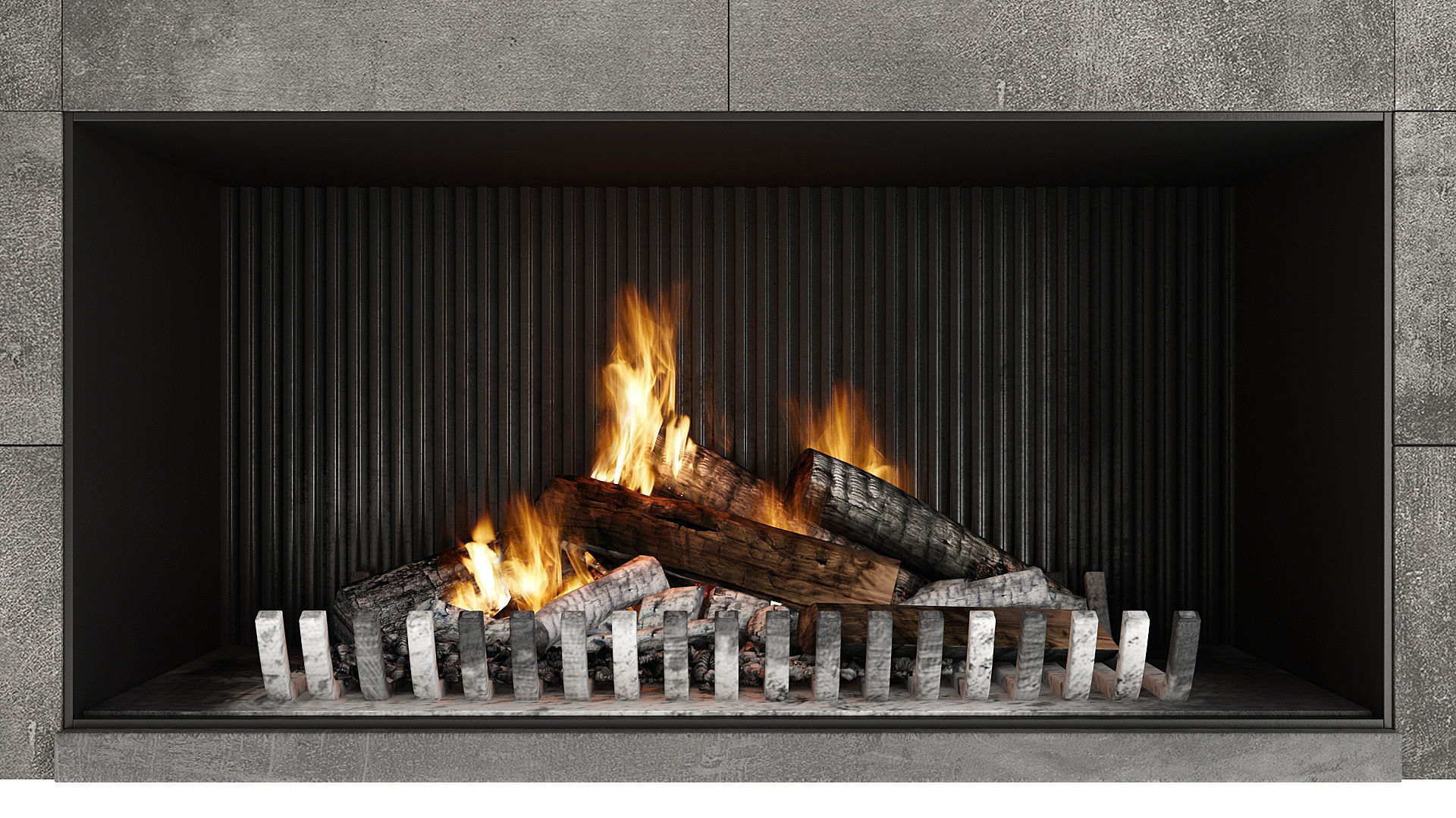 Fireplace modern with logs 3D model_8
