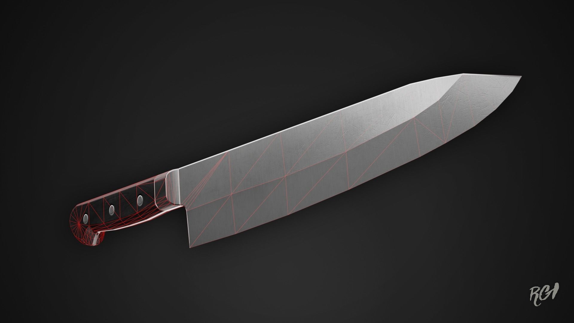 Kitchen Knife - Game Ready Low-poly 3D model_3