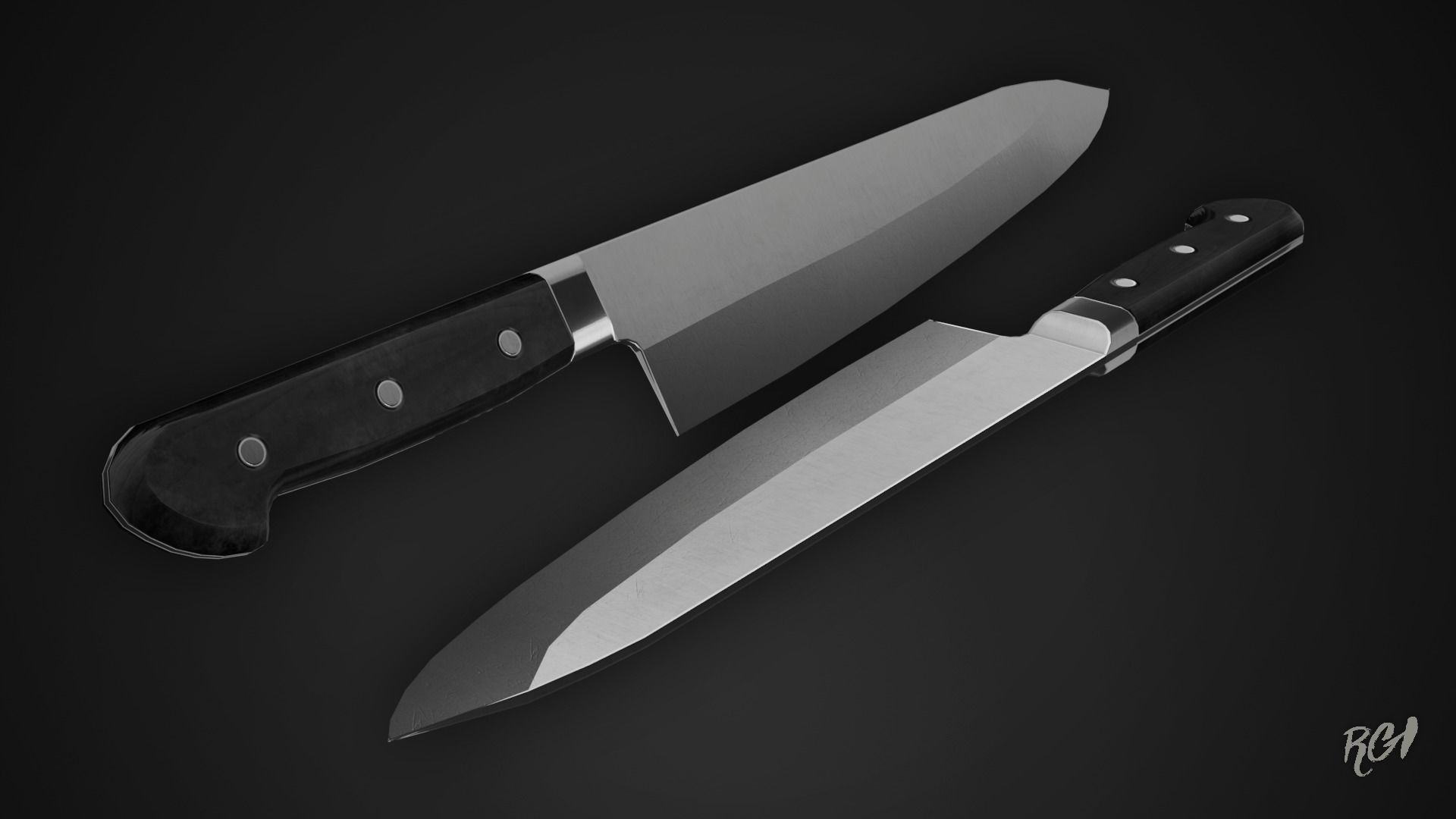 Kitchen Knife - Game Ready Low-poly 3D model_4