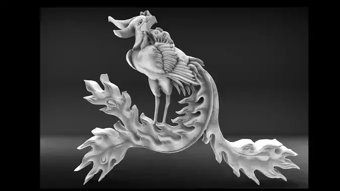 Chinese fire bird base relief 3D print model